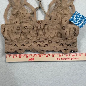 Free People Adella Bralette Womens XS Nude Tan Boho Lace Crochet Festival New thumbnail 3
