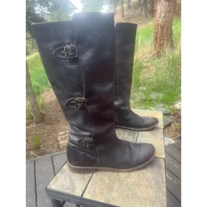FRYE Paige Riding Tall Three Buckle Leather Brown Boots Women's Size 9B, 77066 thumbnail 6