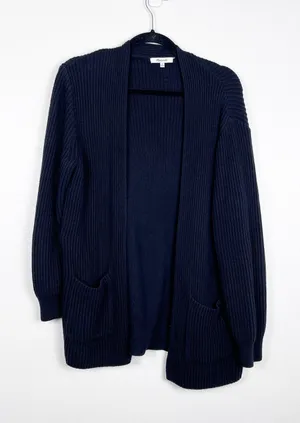 Madewell Womens Black Ribbed Knit 100% Cotton Open Front Cardigan Sweater Size M thumbnail 1