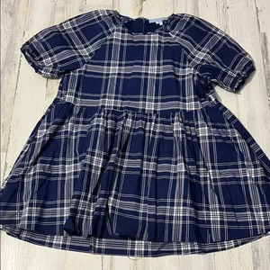 Hill House Norah Nap Navy Plaid Mini Dress Size Medium thumbnail 3