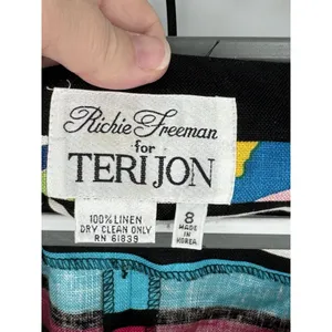 Vtg Rickie Freeman/Teri Jon 2 Pc. Coordinated Stripped Linen Top & Silk Skirt 8 thumbnail 8
