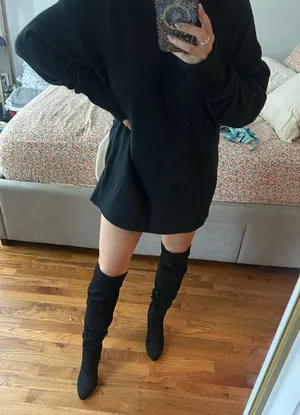 Knee high black suede boots Size 6.5 thumbnail 1