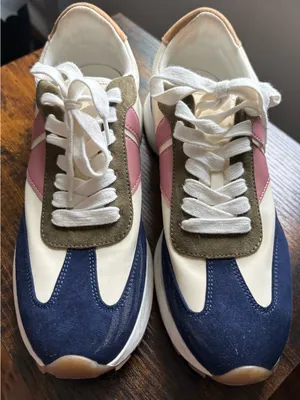 Steve Madden White, Navy, Pink & Olive Retro Runner Sneakers thumbnail 1