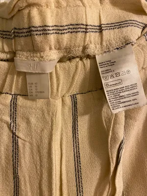 H&M Beige Striped Linen Flowy Tie Pants thumbnail 4