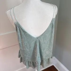 Aerie Mint Green Crushed Velvet Tank with Ruffle Hem Size Medium Fairy Cottage thumbnail 4
