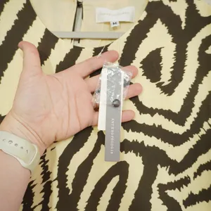 Corey Lynn Calter Size M Anthropologie Zebra Print Midi Shift Dress Brown Cream thumbnail 7