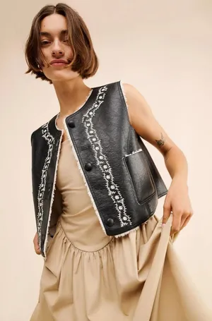 Free people Travelers Reversible Leather Vest thumbnail 1