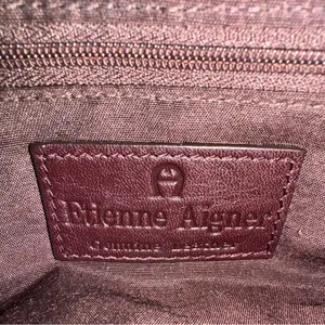 ETIENNE AIGNER Signature Classic Shoulder Bag Purse Genuine Leather Burgundy Vtg thumbnail 9