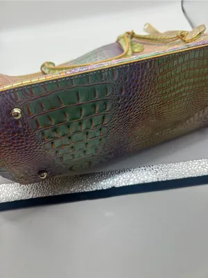 Brahmin Iridescent Green-Purple Croc Embossed Duxbury Satchel thumbnail 8