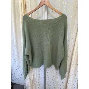 LOFT Women's 100% Cotton Dolman Long Sleeve Drop Shoulder Sage Knit Sweater L thumbnail 4