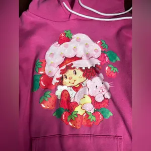Strawberry Shortcake Pink Hoodie Sweater Womens Size Small thumbnail 2