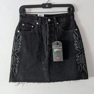 {Levi's} High Rise Deconstructed Button Fly Skirt thumbnail 5