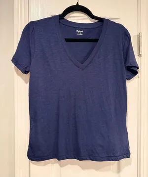 NWOT Madewell Size XS Navy Blue V Neck Short Sleeve Slub Cotton Tee Shirt thumbnail 1