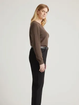 Quince Ultra-Stretch Ponte Straight Leg 4-Pocket Pull-On Pants Black Size Large thumbnail 2