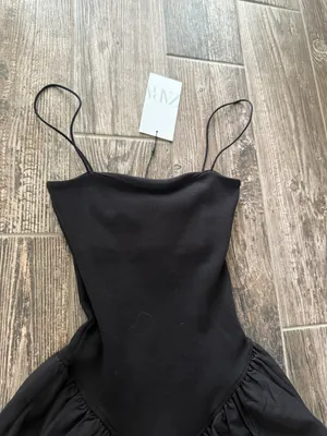 ZARA Women Mixed Rib Poplin Balloon Dress thumbnail 2
