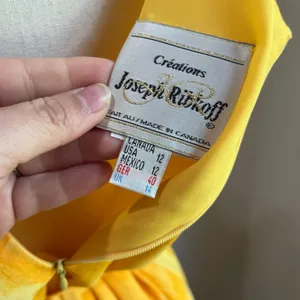 VTG Joseph Ribkoff Yellow Watercolor Midi Dress Sleeveless Art Print 12‎ thumbnail 8