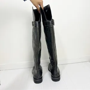 Hinge Over the Knee Leather tall boots In Black Size 7.5 Equestrian Bohemian thumbnail 7