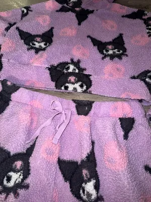 Kuromi Sanrio Hot Topic exclusive 2023 Sherpa 2Pc purple set LRG thumbnail 4