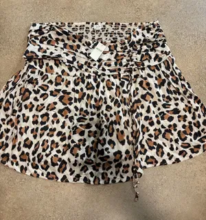 aerie Leopard Print Tiered Mini Skirt - Tan/Black/Cream thumbnail 1