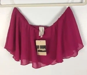 Pitaya Womens Size S Pink Chiffon Bandeau‎ Crop Top thumbnail 1