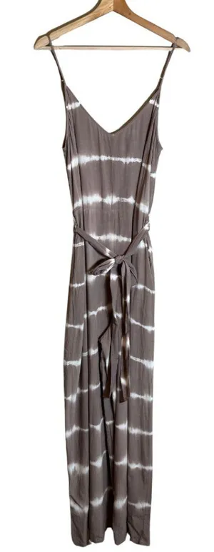 American Eagle Tie Dye Wide Leg Jumpsuit Women's Large Brown Flowy Boho Festival thumbnail 1
