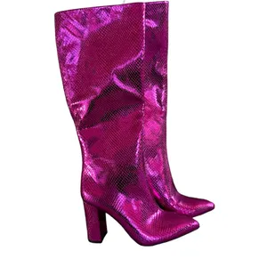 NEW INC Pink Snake Embossed Comfort Pointed Toe Block Heel Zip-Up Boot thumbnail 6
