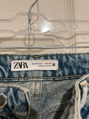 ZARA High-Rise Straight Leg Jeans in Light Blue thumbnail 3