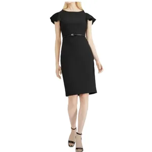 Calvin Klein Black Dress Women's Size 6 Cap Sleeves Empire Waist Gold Zip‎ Back thumbnail 2