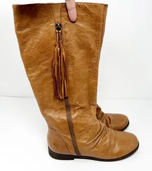 Steve Madden Travis Leather Pull On Tassel Boots Brown Sz 7 thumbnail 4