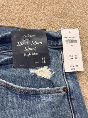 New! Abercrombie Sz 34/18 The 4 inch Mom Shorts Denim Cutoff thumbnail 2