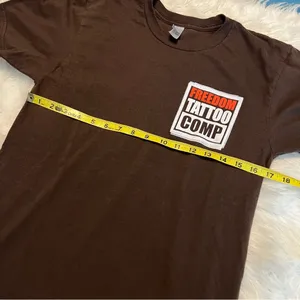 American Apparel Freedom Tattoo Comp Short Sleeve T Shirt Brown Back Graphic Size Small thumbnail 6