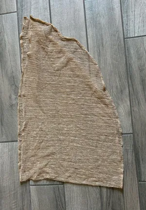 Metallic Beige Pleated Swim Sarong Wrap Tan Size undefined thumbnail 1