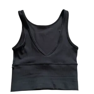 lululemon athletica power pivot ribbed tank top tight fit cropped black size 2 thumbnail 5