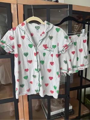 Roller Rabbit pajamas set big holiday hearts christmas shorts sleeve polo shirt thumbnail 7