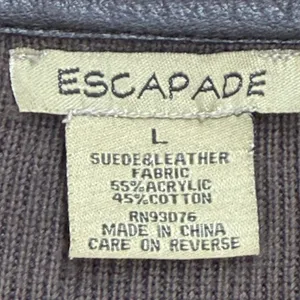 Vtg 90s Mixed Media Jacket Womens L Brown Suede Leather Escapade Boho City Girl thumbnail 3