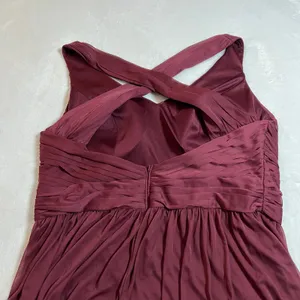 David's Bridal Sleeveless V-Neck Ruched Mesh Maxi Dress Size 16 Bridesmaid thumbnail 5