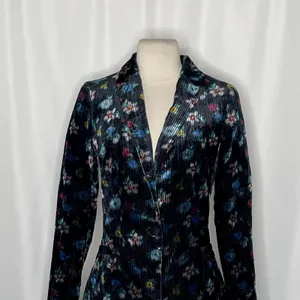 Anthropologie ETT:TWA Blooming Floral‎ Corduroy Blazer Jacket Academia Size 2 thumbnail 3