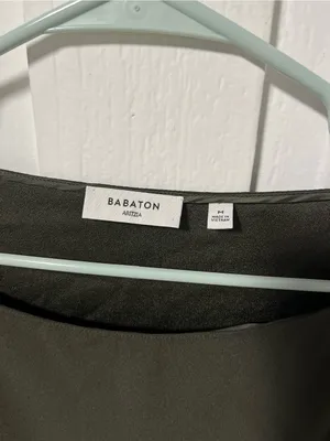 Aritzia Babaton Sophos Dark Olive Green Long Sleeve Blouse Top M thumbnail 4