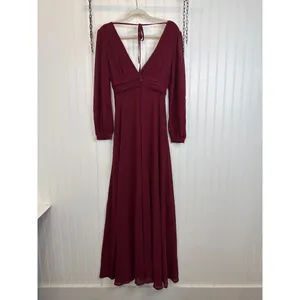 Lulus Love You So Burgundy Long Sleeve Maxi Dress Wedding Prom Holiday XS thumbnail 5