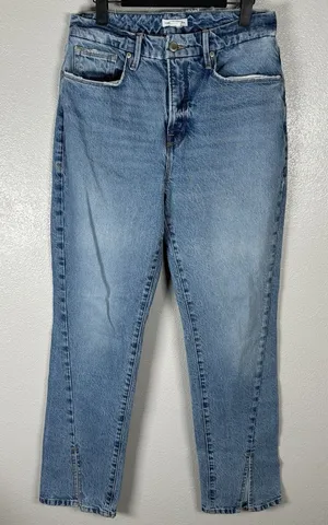 Good American Good Legs Cigarette Jeans Womens 8/29 Split Hem Blue Medium‎ Wash thumbnail 1