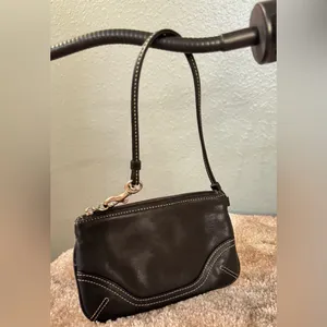 Coach Black Leather Small Wristlet with Stitching thumbnail 2