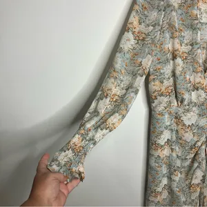 Mable Alejandra floral midi dress long sleeve‎ v-neck women’s size small dressy thumbnail 4