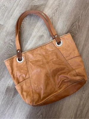 Fossil Hobo Leather Satchel Handbag Purse Brown Tan thumbnail 1