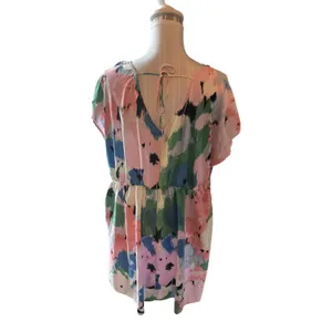 Ava & Viv V-Neck Mini Pink Floral A-Line Dress Size 1X thumbnail 3