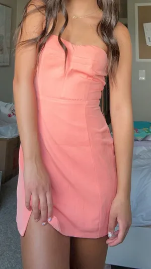 Hello Molly Can’t Stop This Dress Orange- Strapless thumbnail 1