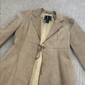 Vintage Tan Suede Blazer tie front long coat thumbnail 2