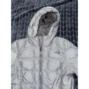 THE NORTH FACE Women's 550 Goose Down Hooded Zip Quilt Puffer Gray Coat Size S thumbnail 3