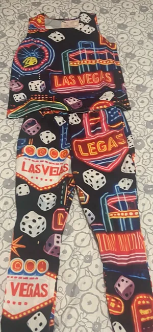 Las Vegas Sin City Themed Multicolor Themed 2 Piece Set ( SZ L) NWOT Gambling thumbnail 3