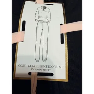 Victoria's Secret Cozy Lounge Fleece Jogger Set Black Full Zip 2 Piece Medium thumbnail 3