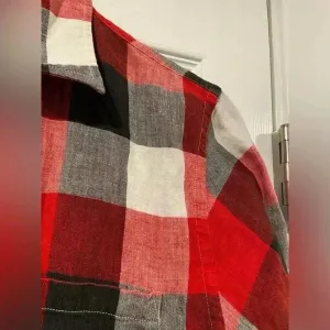 Lauren Ralph Lauren Black Red Plaid 100% Linen Button Down Long Sleeve Size M thumbnail 3